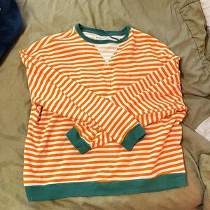 We The Free Striped Orange and Green Sweater